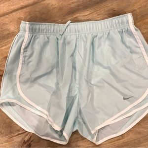 Nike Tempo Women's Running Shorts L light green/blue White Trim Inseam Polyester
